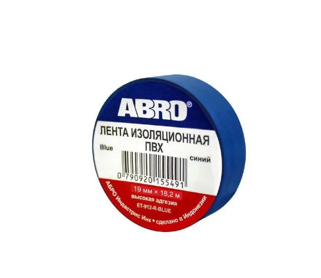 Изолента 19мм*18.2м ABRO синяя ET-912-20-BL-R